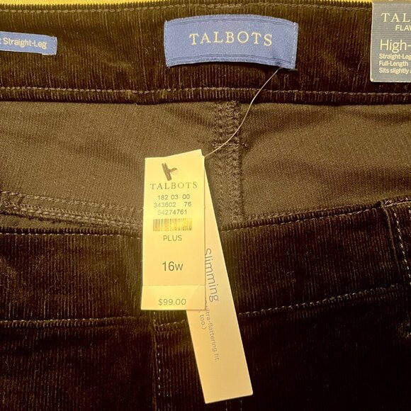 Talbots High-Rise Straight-Leg Cords Black size 16W - Picture 4 of 13